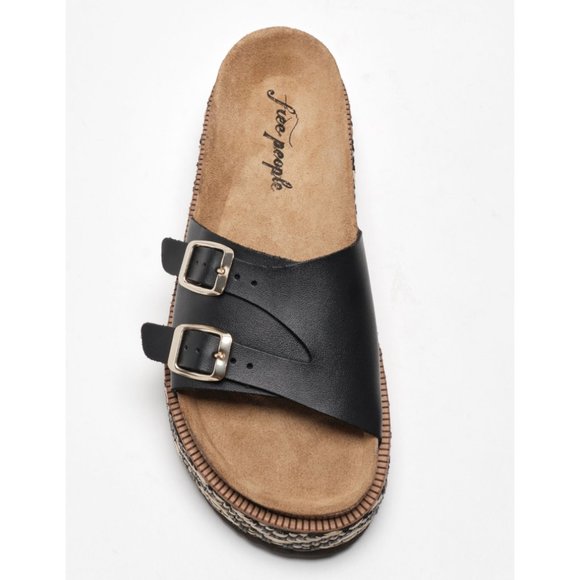 🎉LAST CHANCE🎉 FREE PEOPLE Caravelle Cork Footbed Sandals / Black - Picture 12 of 14